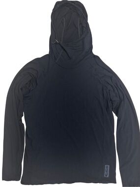 Melanzana Black Merino Base Hoodie SZ Large Lightweight Hiking Made In USA EUC